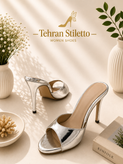صندل مجلسی کلاسیک پاشنه دار ۱۰,۷,۵ سانت نقره ای