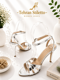 تکبند مجلسی زنانه italy پاشنه دار نقره ای