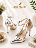 کفش پاشنه بلند مجلسی زنانه نوک تیز نقره ای
